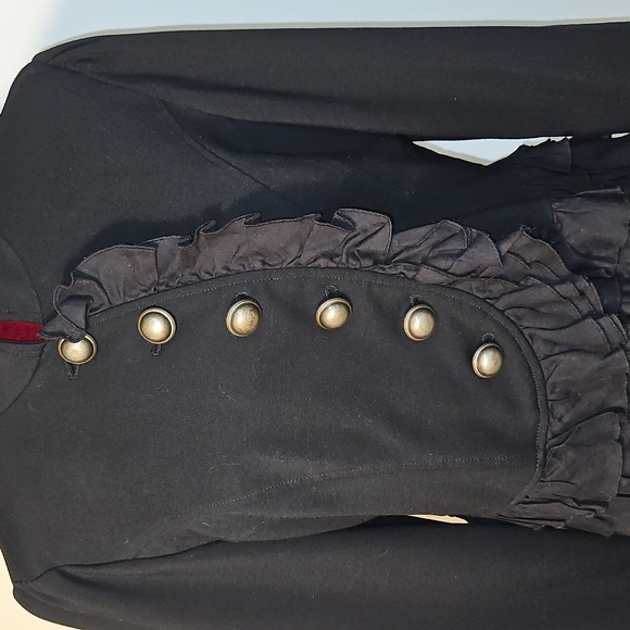 Black Ruffled Jacket Size Large - Picture 2 of 8